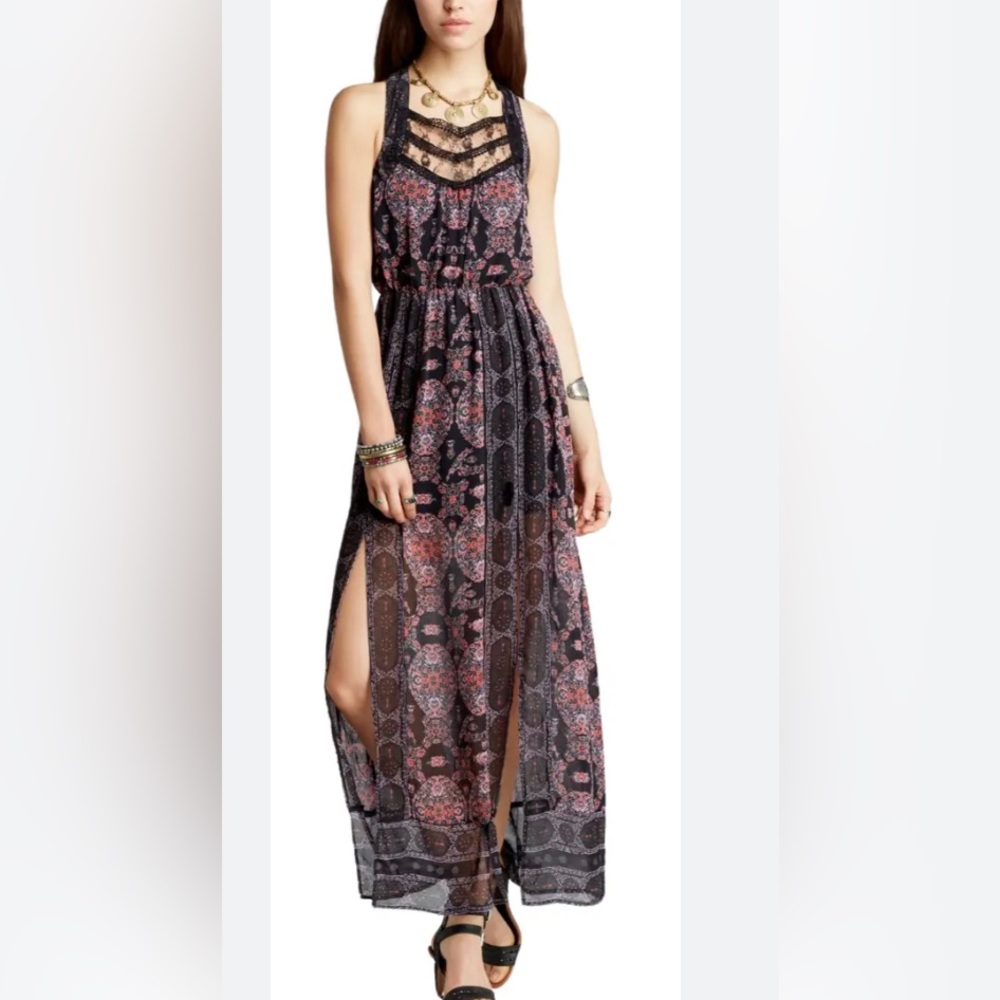 Free People Moroccan Printed Lace Yoke Maxi Dress 4